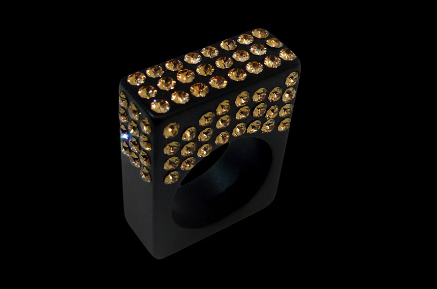 Lux Black Acrylic Ring Topaz Matt
