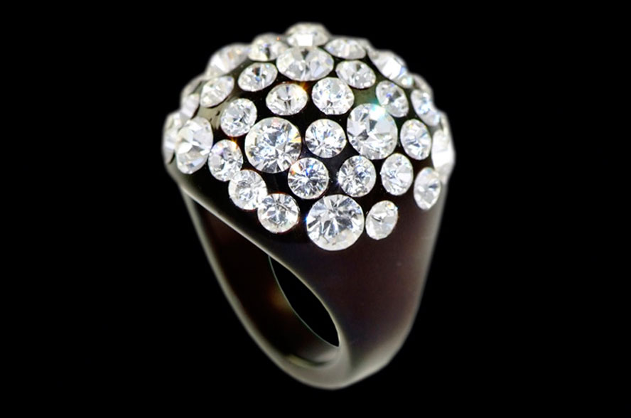 Baronessa Black Acrylic Ring