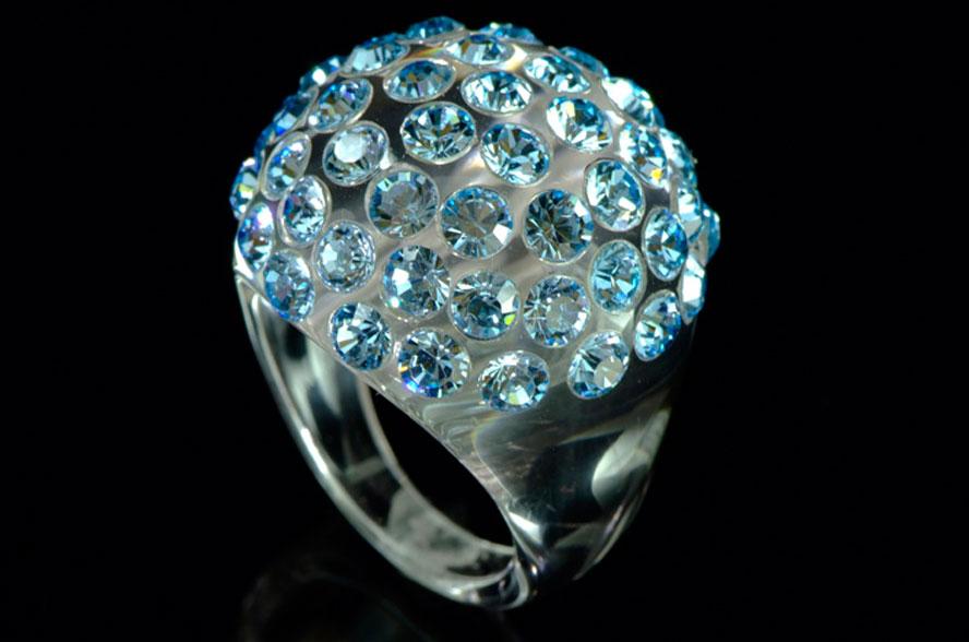 Bombata Transparent Aquamarine Acrylic Ring