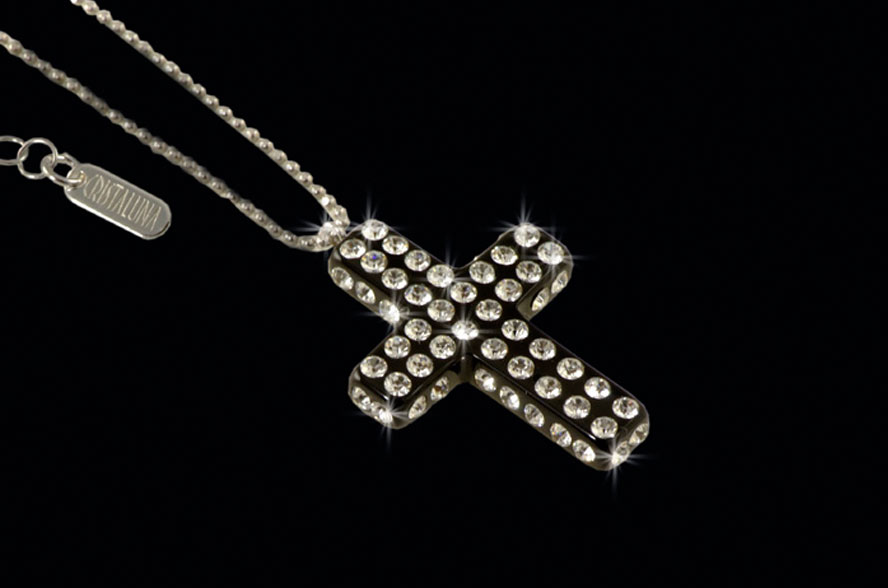 Cruz Latina S-Art (mit Silberkette /925 rhodiniert) Black Acrylic Necklace